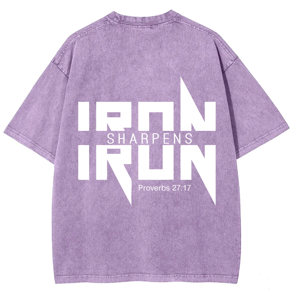 Iron Sharpens Iron Christian Unisex Fit Washed T-Shirt