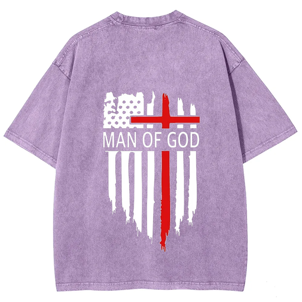 Man Of God Chrsitian Unisex Fit Washed T-Shirt