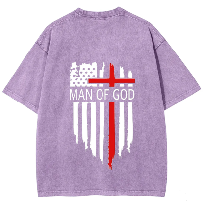 Man Of God Chrsitian Unisex Fit Washed T-Shirt