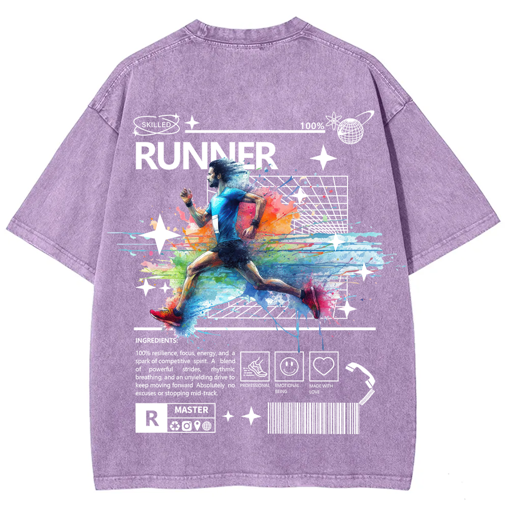 Runner Unisex Fit Washed T-Shirt