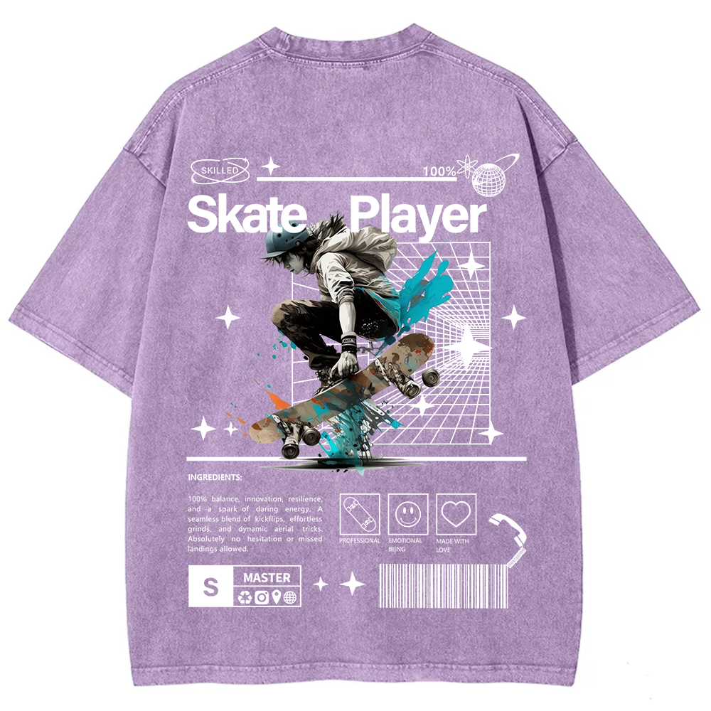 Skate Player  Unisex Fit Washed T-Shirt
