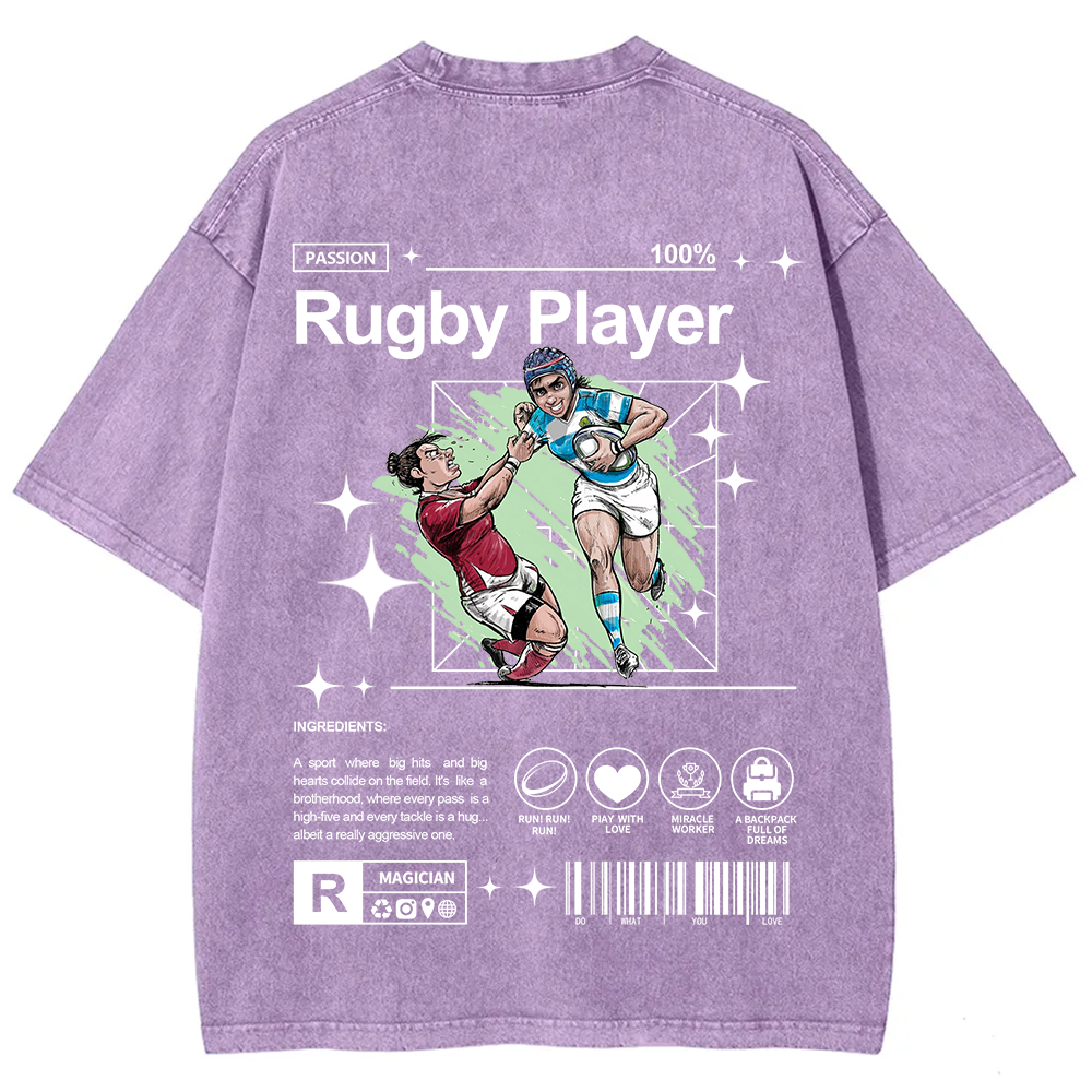 Rugby Player Unisex Fit Washed T-Shirt