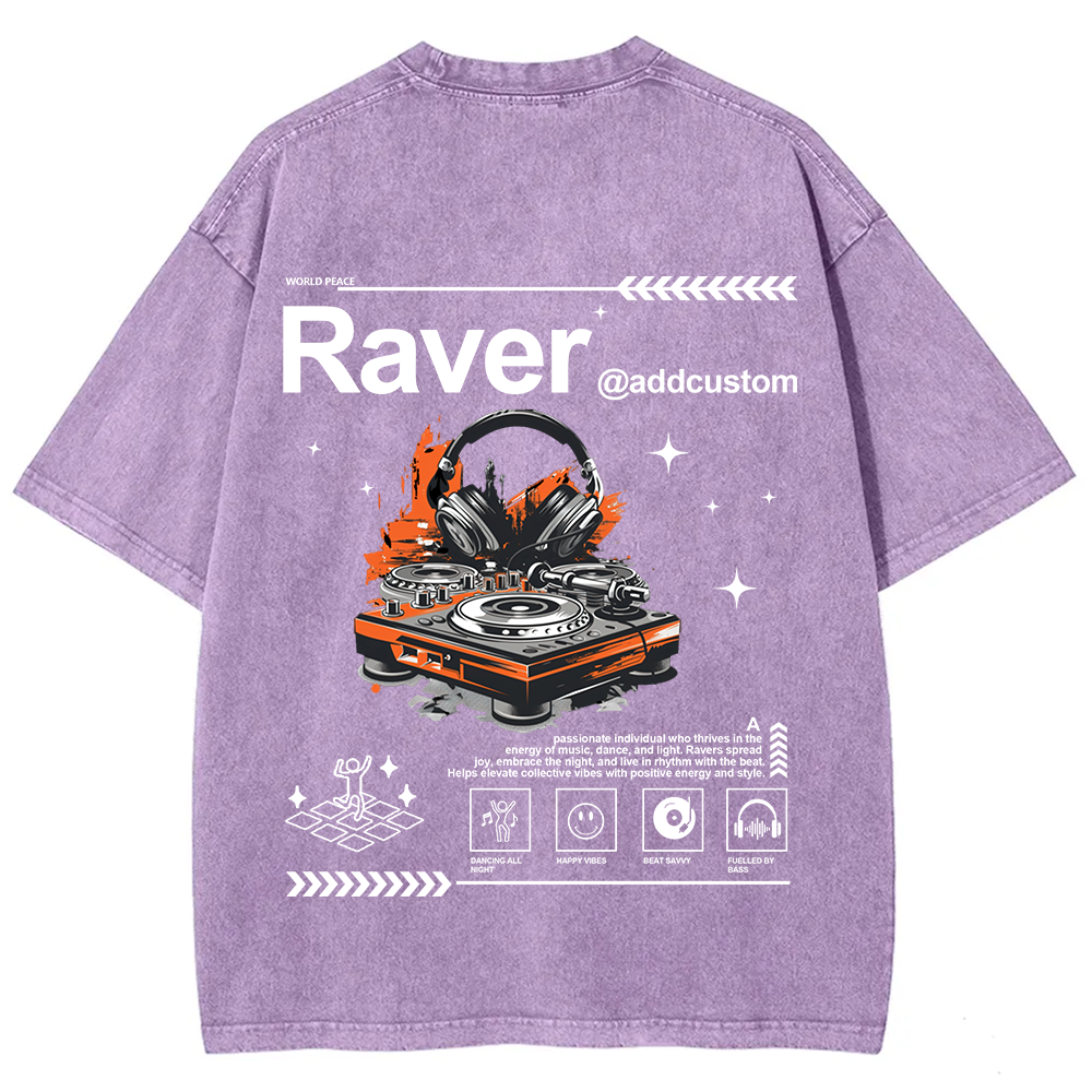 Addcustom Raver Unisex Fit Washed T-Shirt