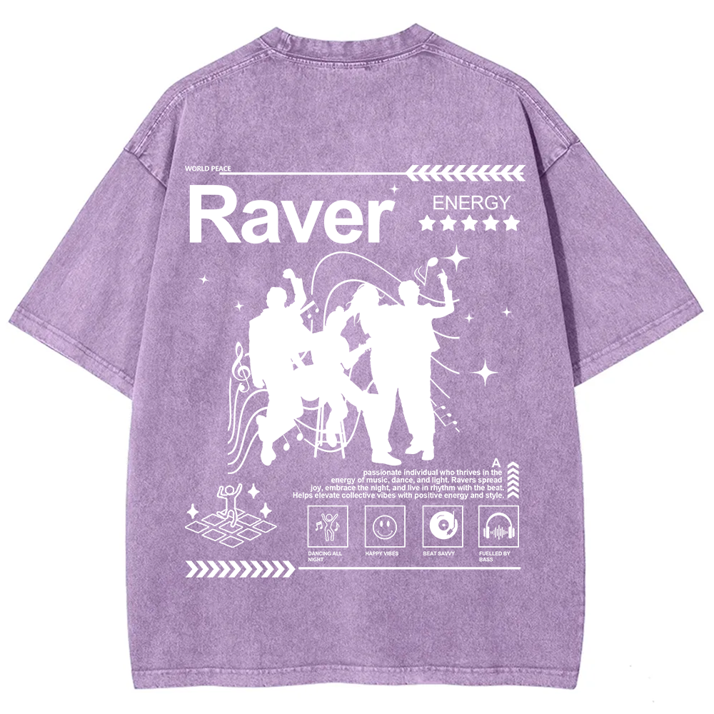 Raver Unisex Fit Washed T-Shirt