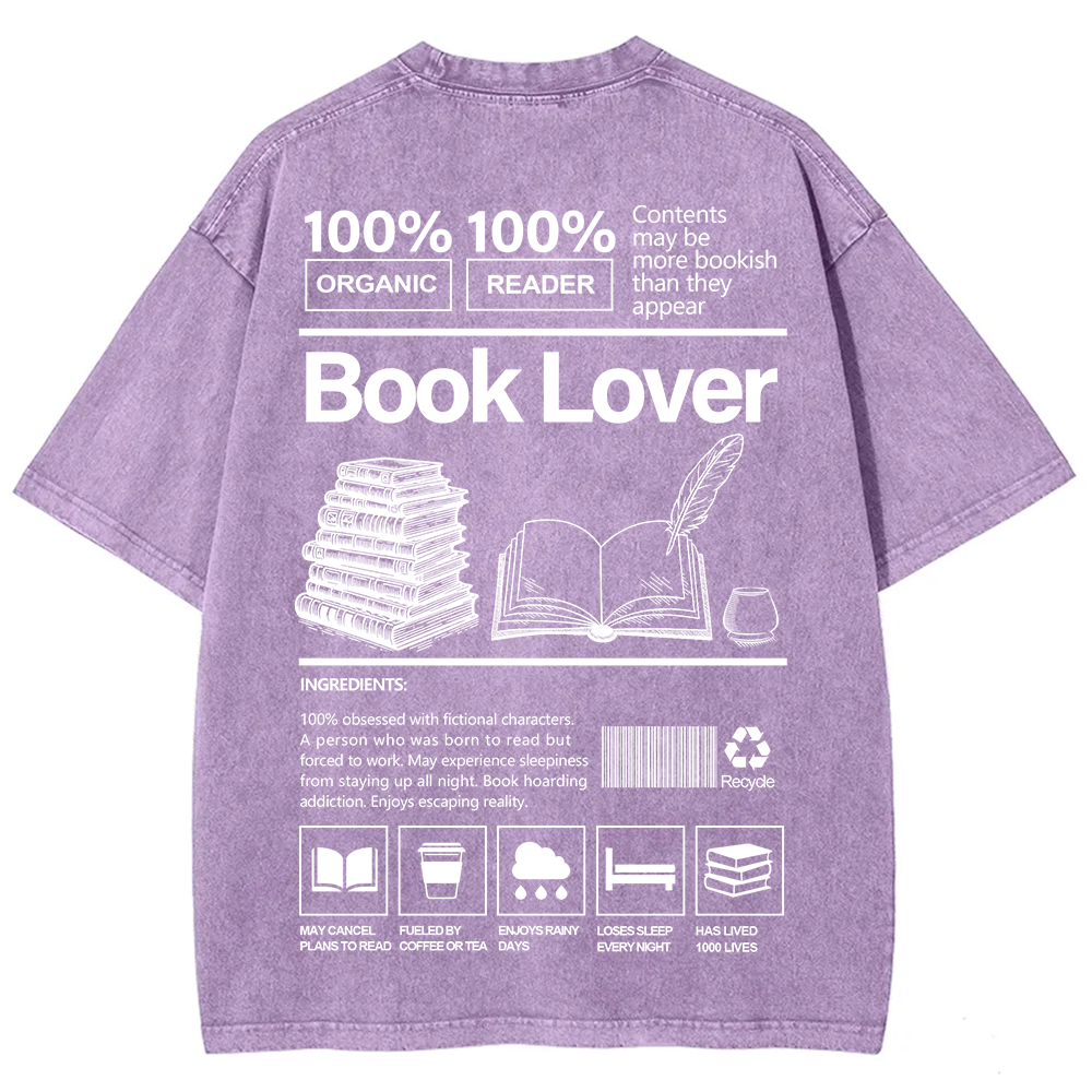 Book Lover Unisex Fit Washed T-Shirt
