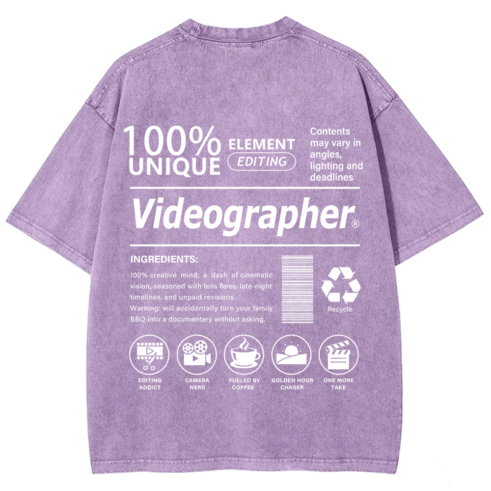 Videographer Unisex Fit Washed T-Shirt