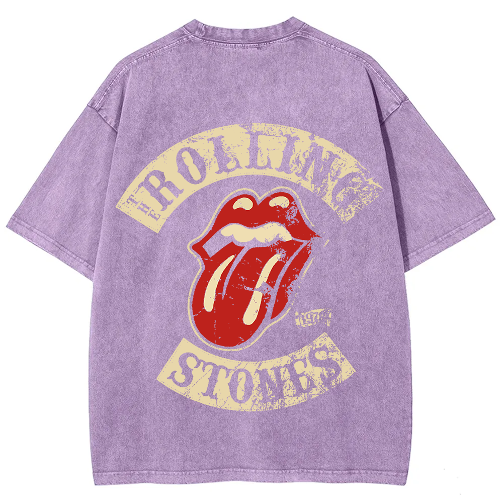 Unisex Vintage Washed Rolling Stones Rock Band T-Shirt