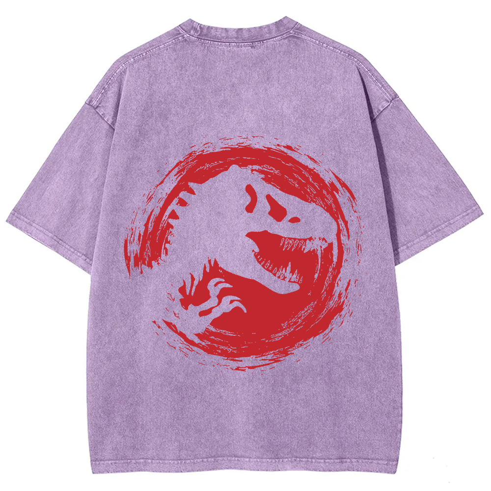 Unisex Vintage Washed Jurassic World Red Logo T-shirt
