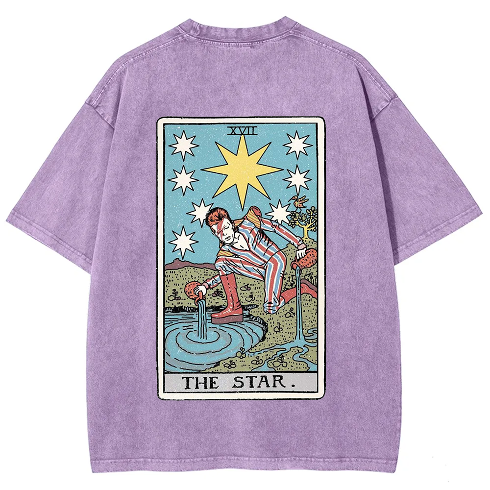 Unisex Vintage Washed The Star David Bowie Tarot Card T-shirt