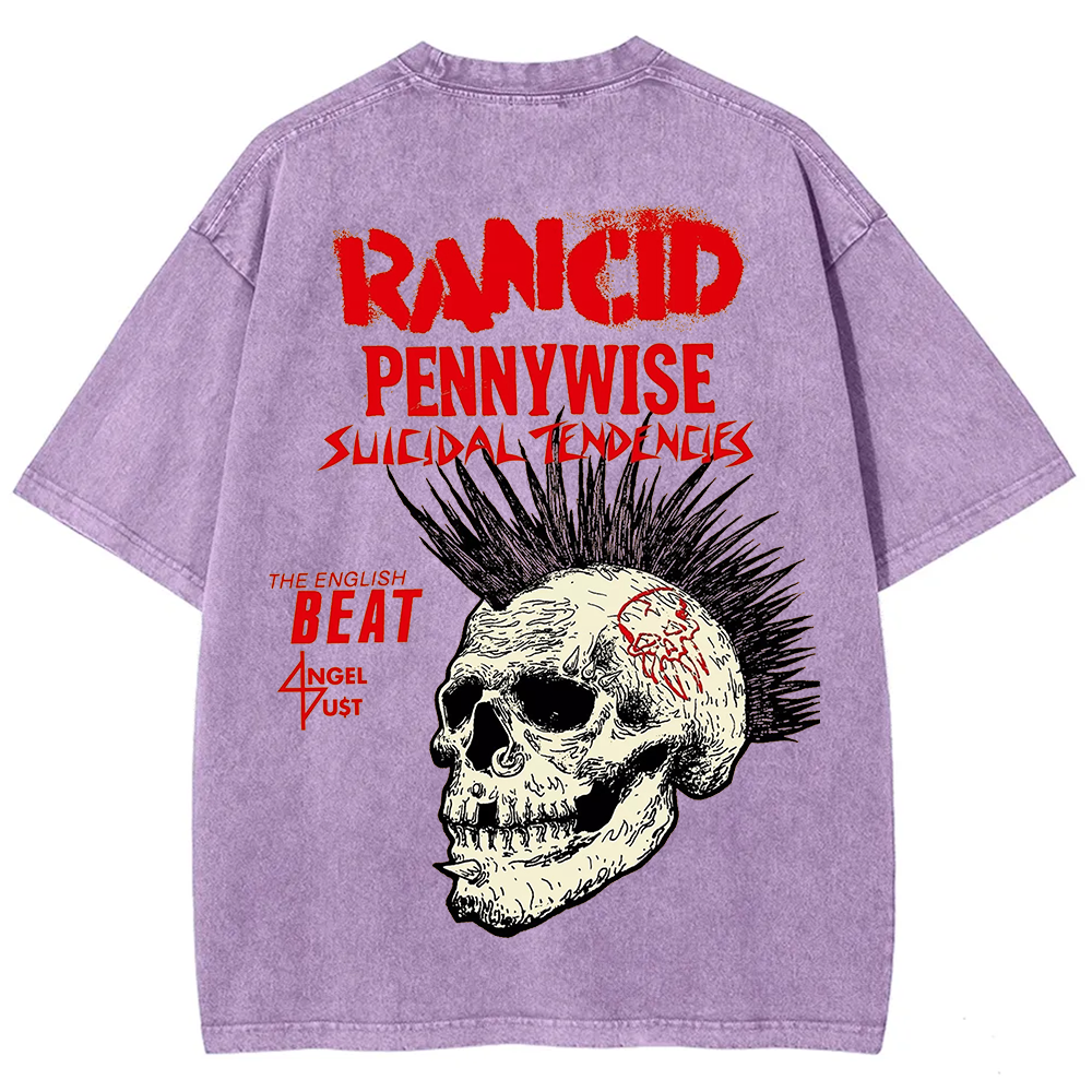 Rancid Skull Print Casua T-Shirt