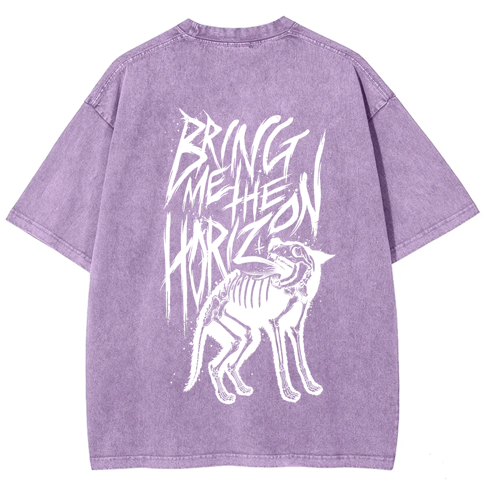 Unisex Vintage Washed Bring Me the Horizon Rock Band T-Shirt