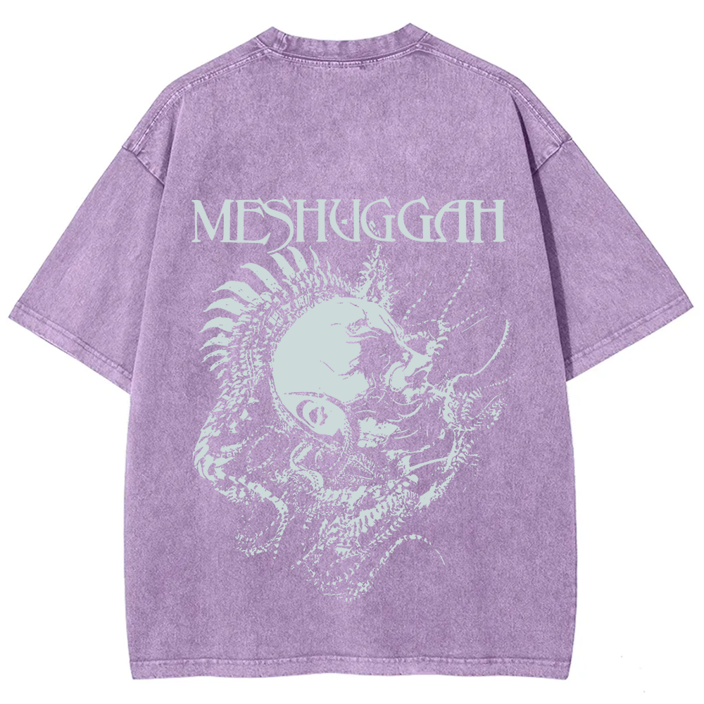 Unisex Vintage Washed Meshuggah Metal Band T-Shirt