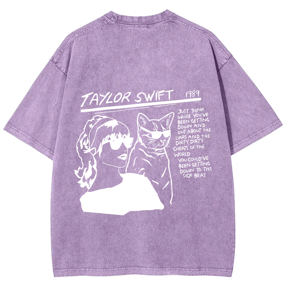Unisex Casual Taylor Swift Singer Cat Printed T-Shirt