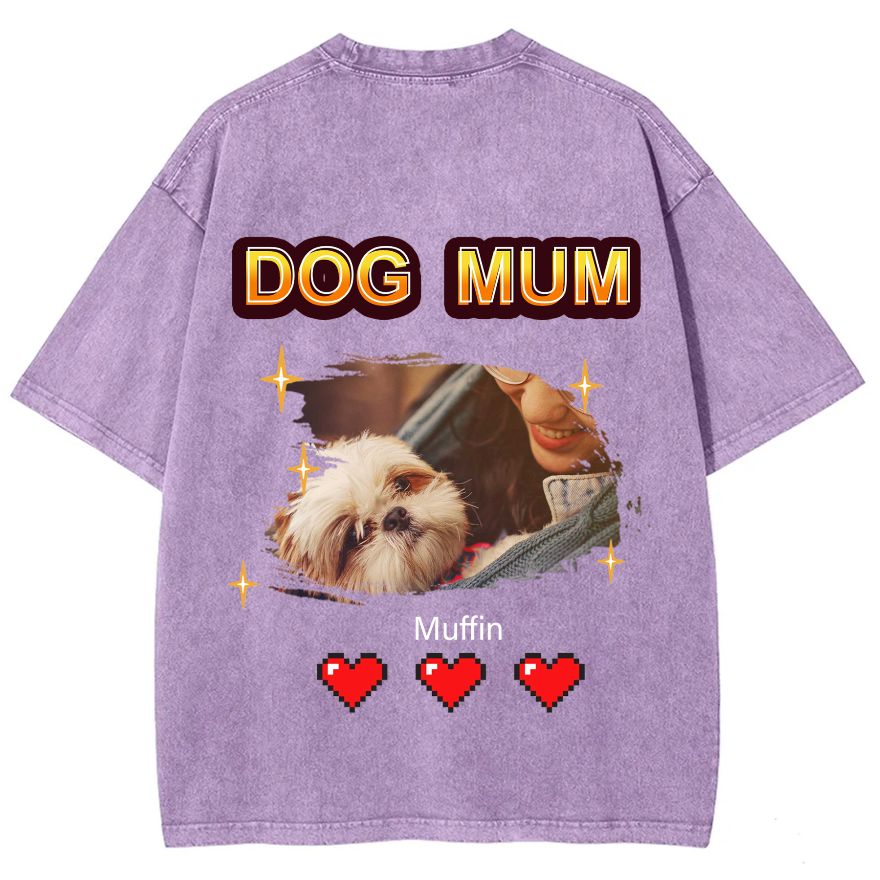Dog Mom Pixel Photo - Personalized Custom Unisex T-shirt