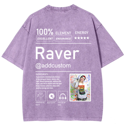 Addcustom  Photo Raver Unisex Fit Washed T-Shirt wearishow