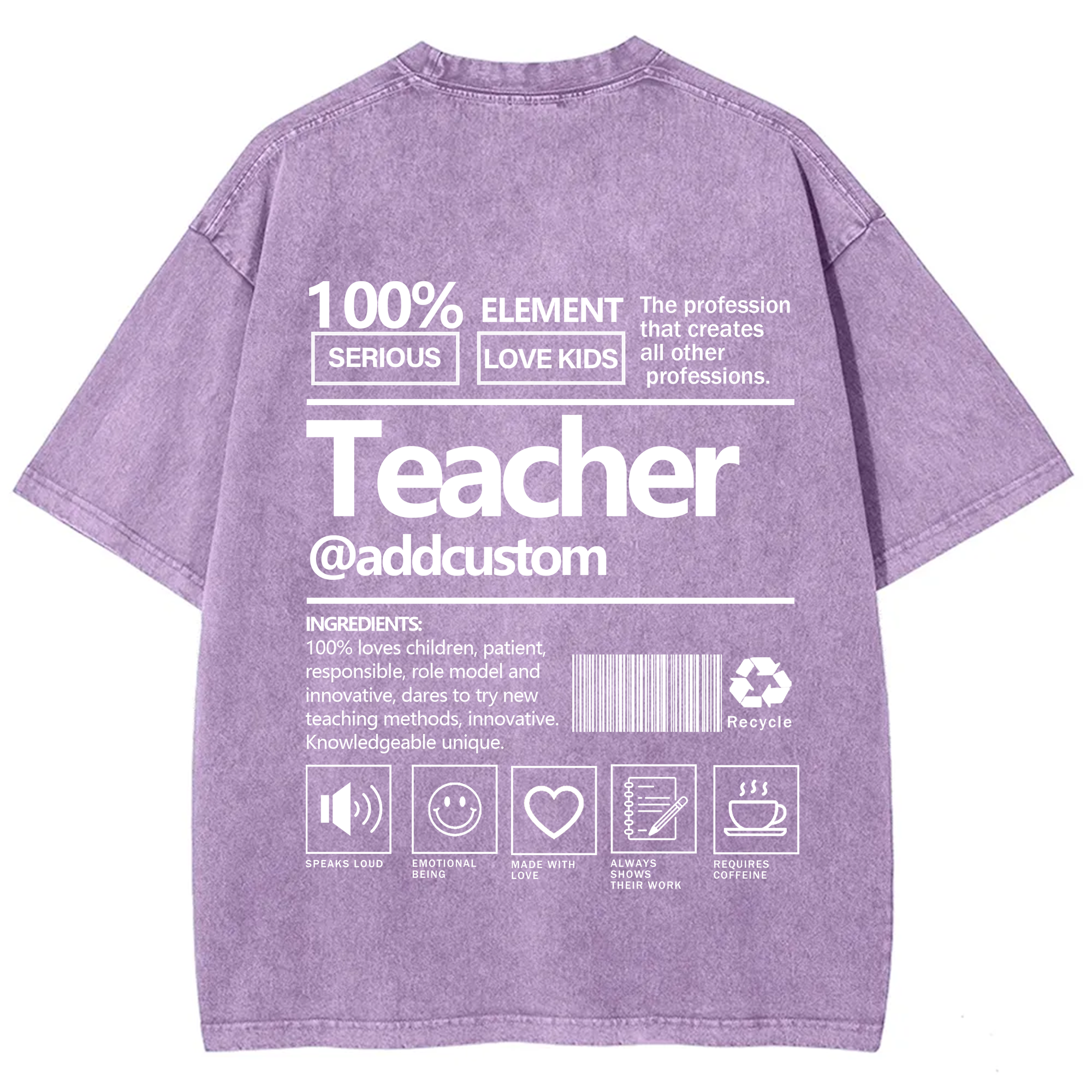Teacher Addcustom Unisex Fit Washed T-Shirt wearishow