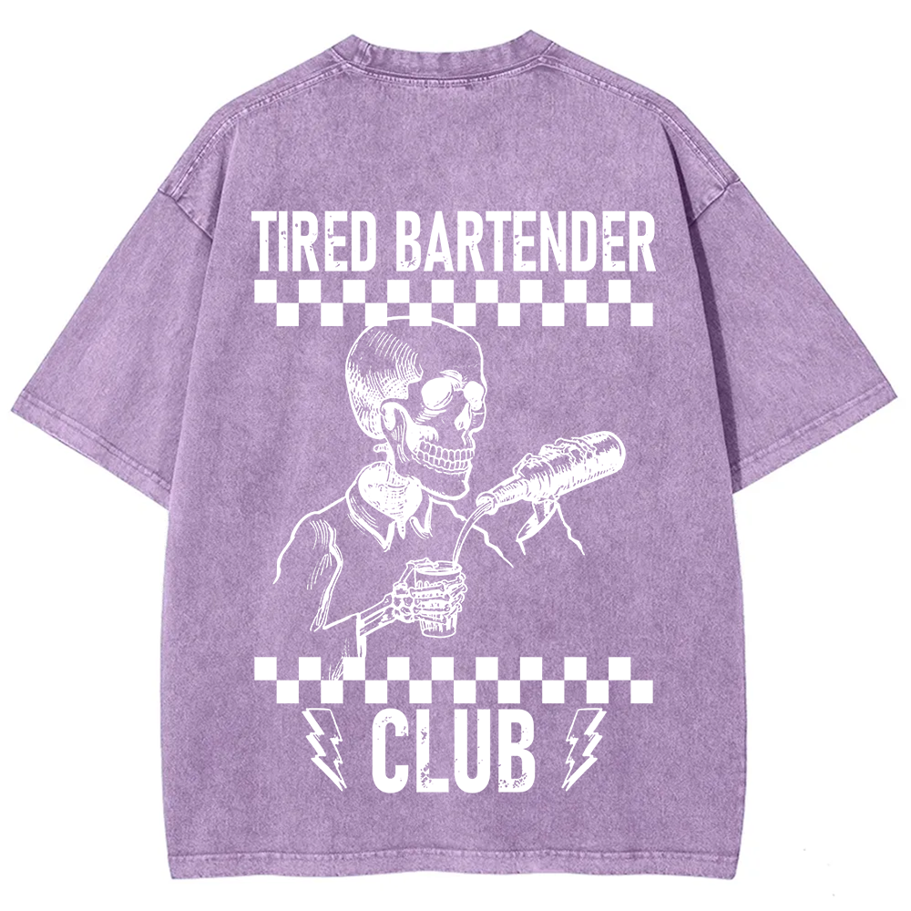 Tired Bartender Club Unisex Fit Washed T-Shirt?