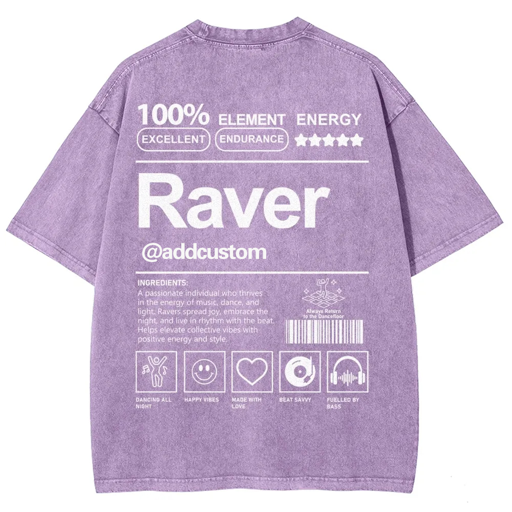 Addcustom Raver Unisex Fit Washed T-Shirt wearishow