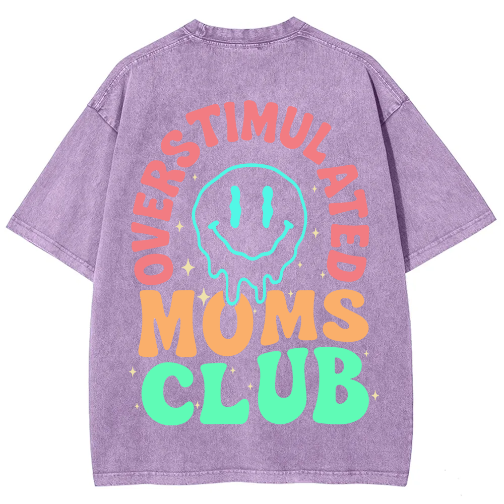 Overstimulated Moms Club Unisex Washed T-Shirt