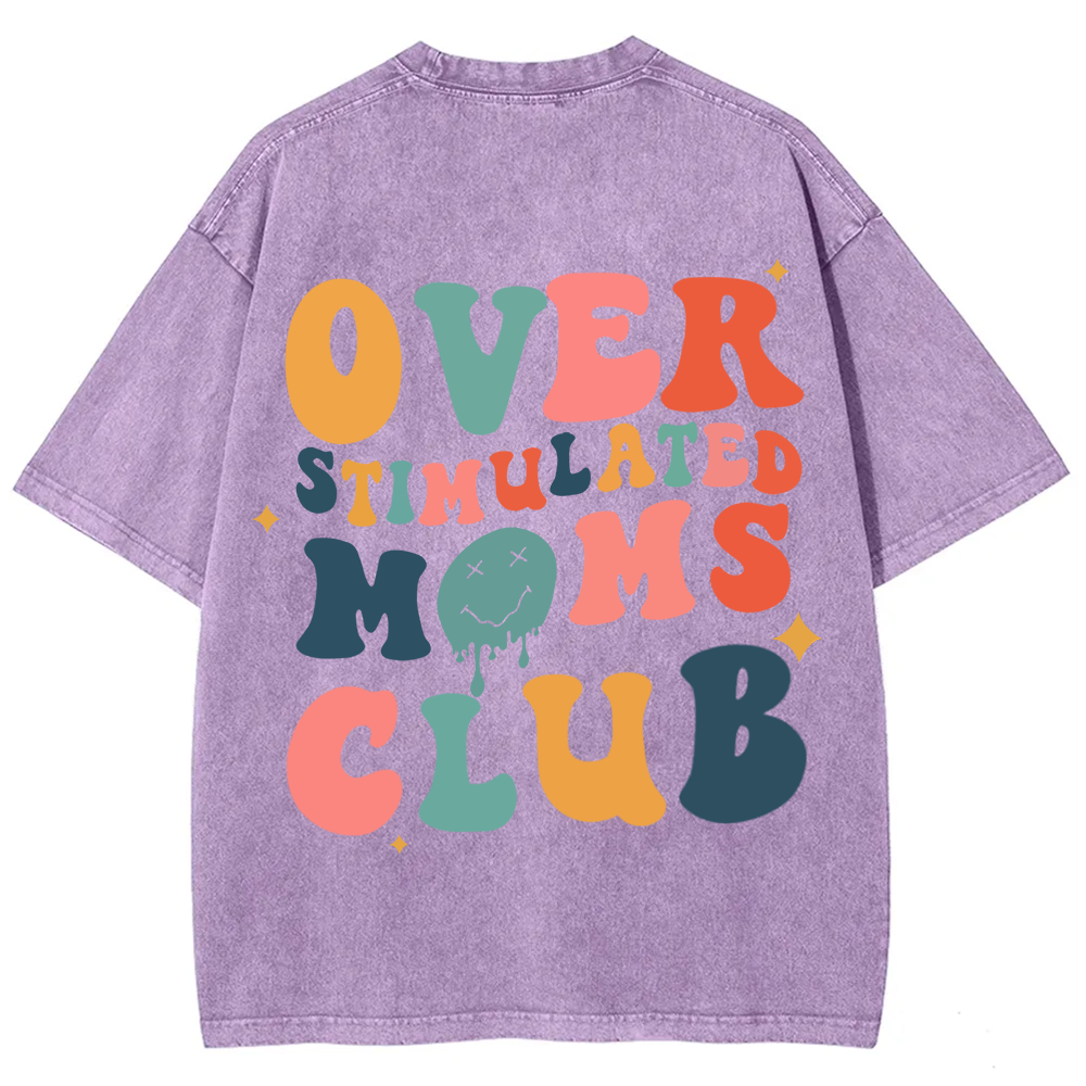 Overstimulated Moms Club Unisex Washed T-Shirt