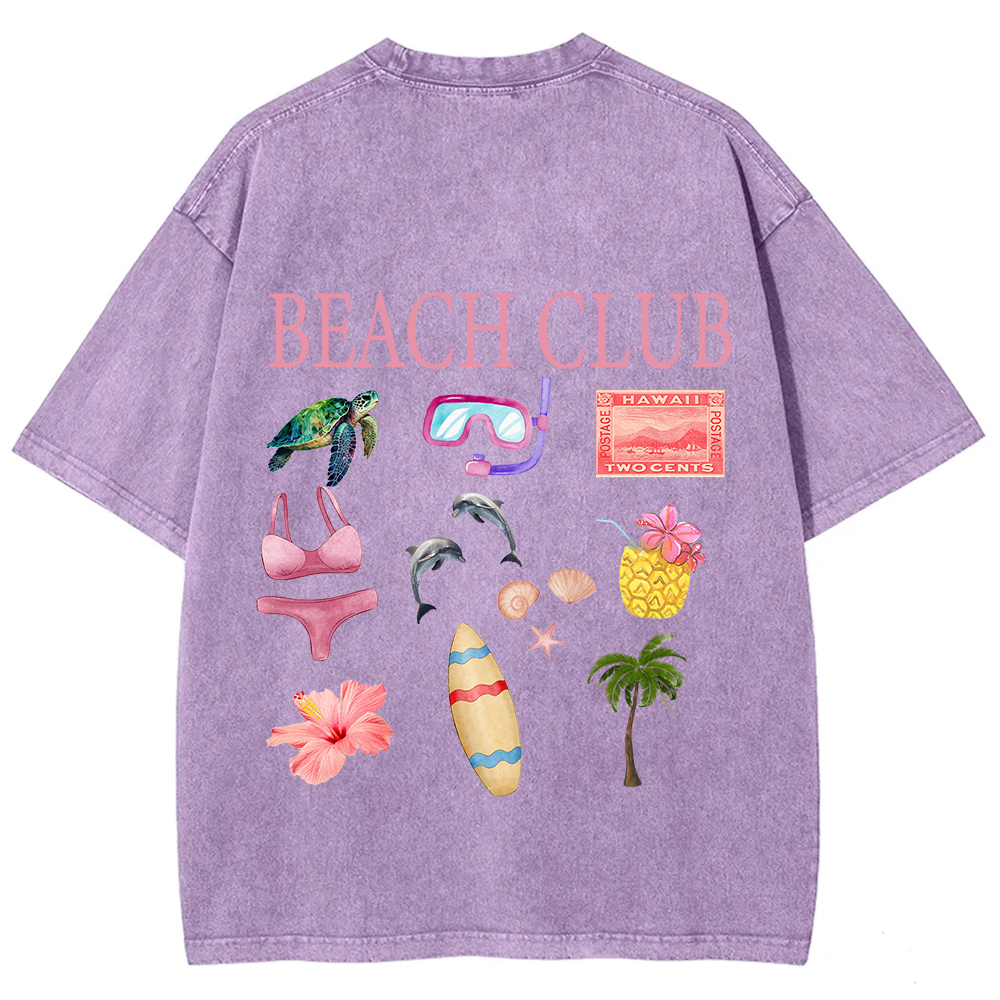 Beach Club Unisex Fit Washed T-Shirt