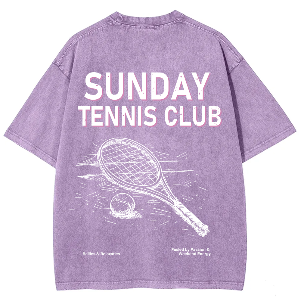 Sunday Tennis Club Unisex Fit Washed T-Shirt