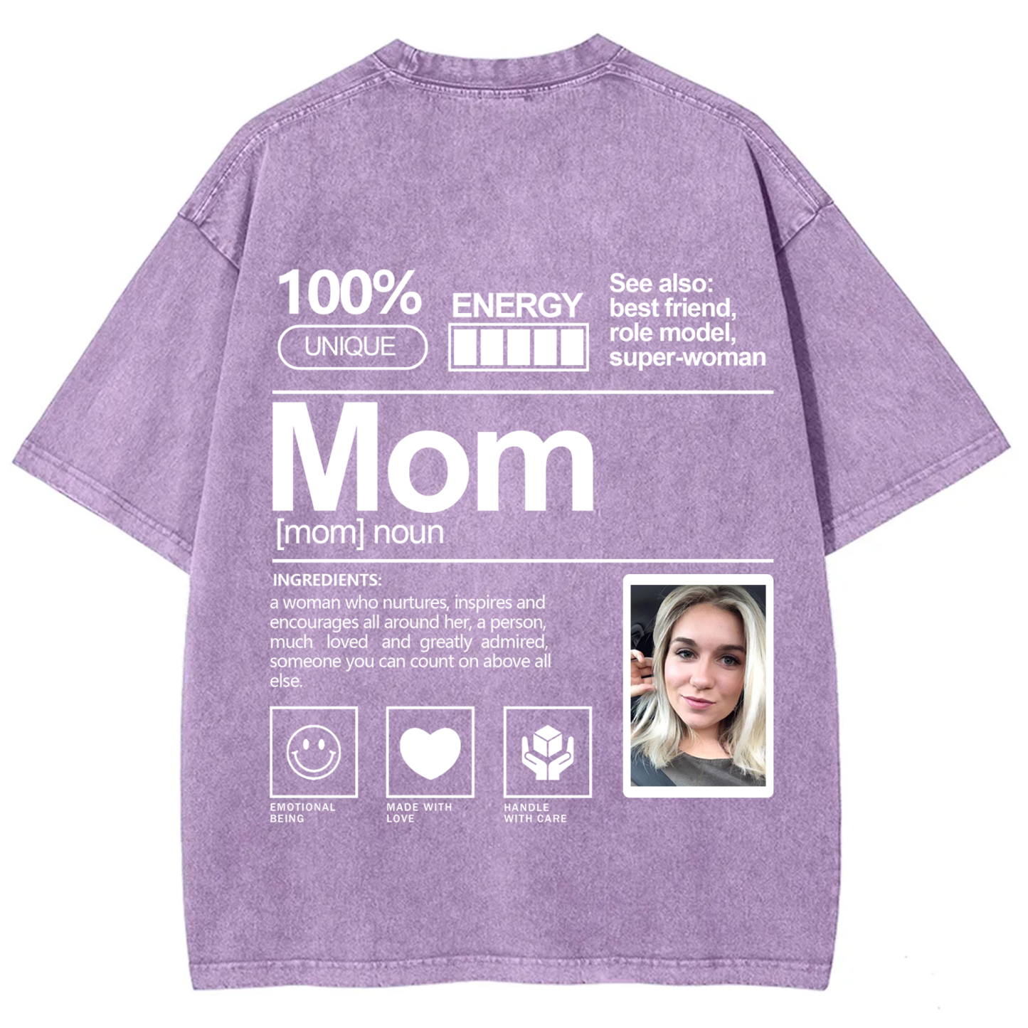 Addcustom Photo Mom Washed T-Shirt