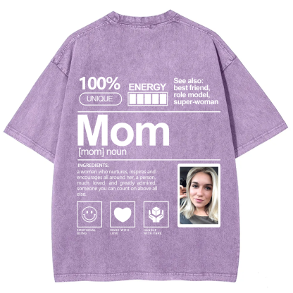 Addcustom Photo Mom Washed T-Shirt