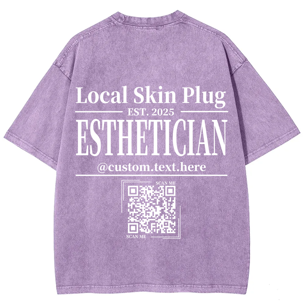 Esthetician Addcustom QR Code Name Unisex Fit Washed T-Shirt