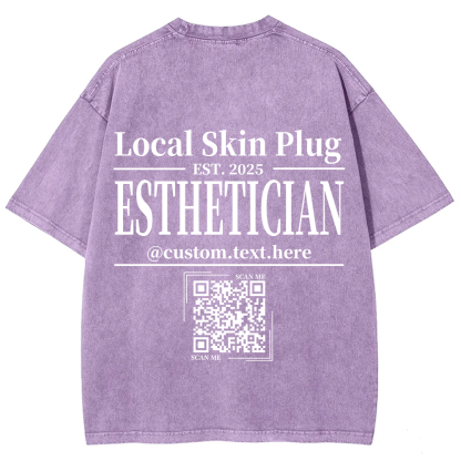 Esthetician Addcustom QR Code Name Unisex Fit Washed T-Shirt