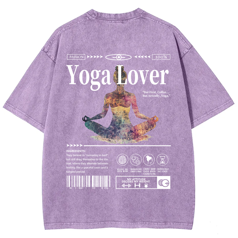 Yoga Lover Casual Washed T-Shirt
