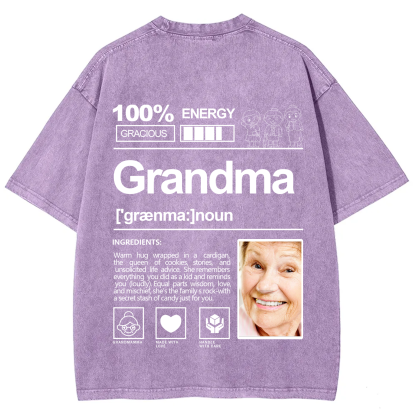 Addcustom Photo Grandma Washed T-Shirt