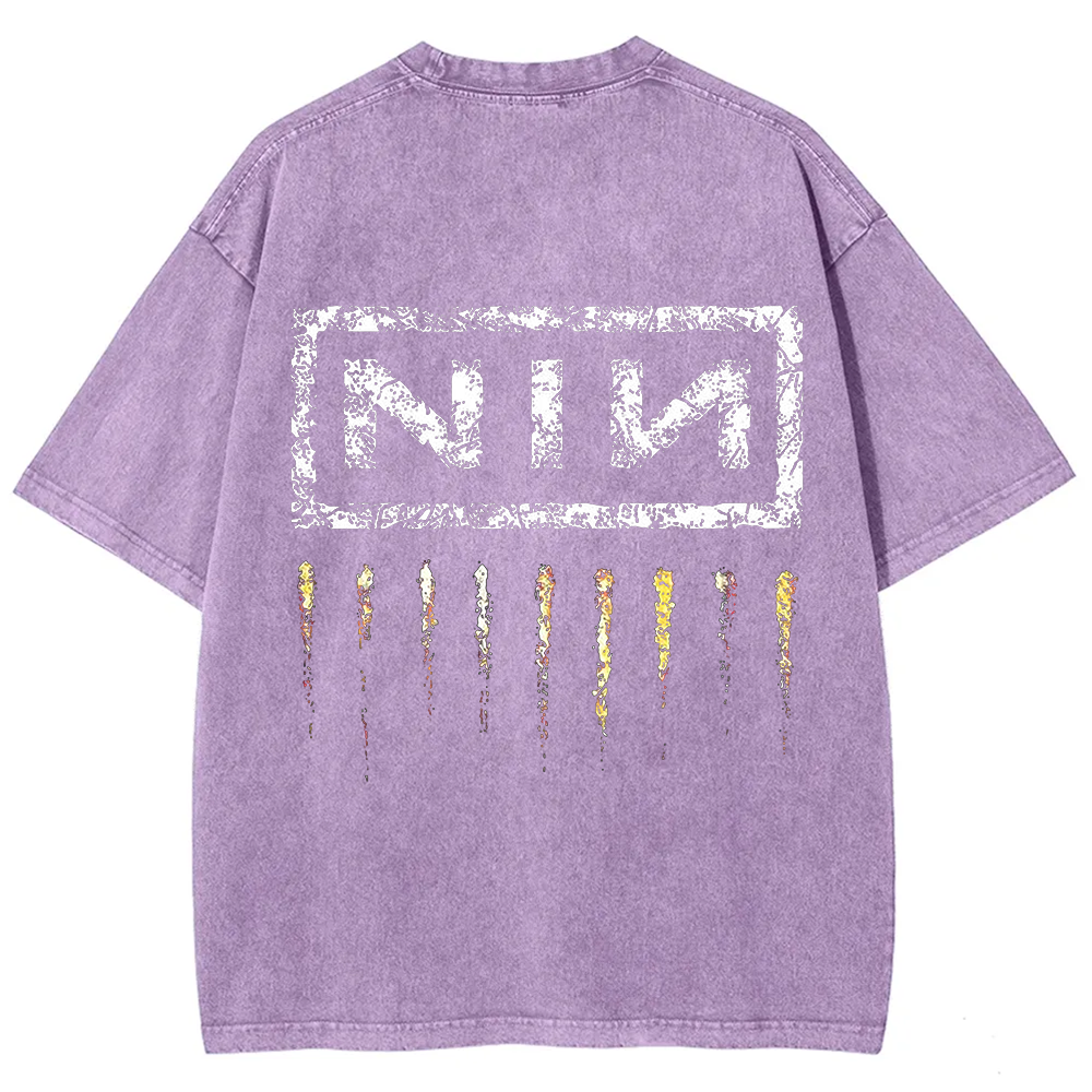 Unisex Vintage Washed Nine Inch Nails Band t-Shirt