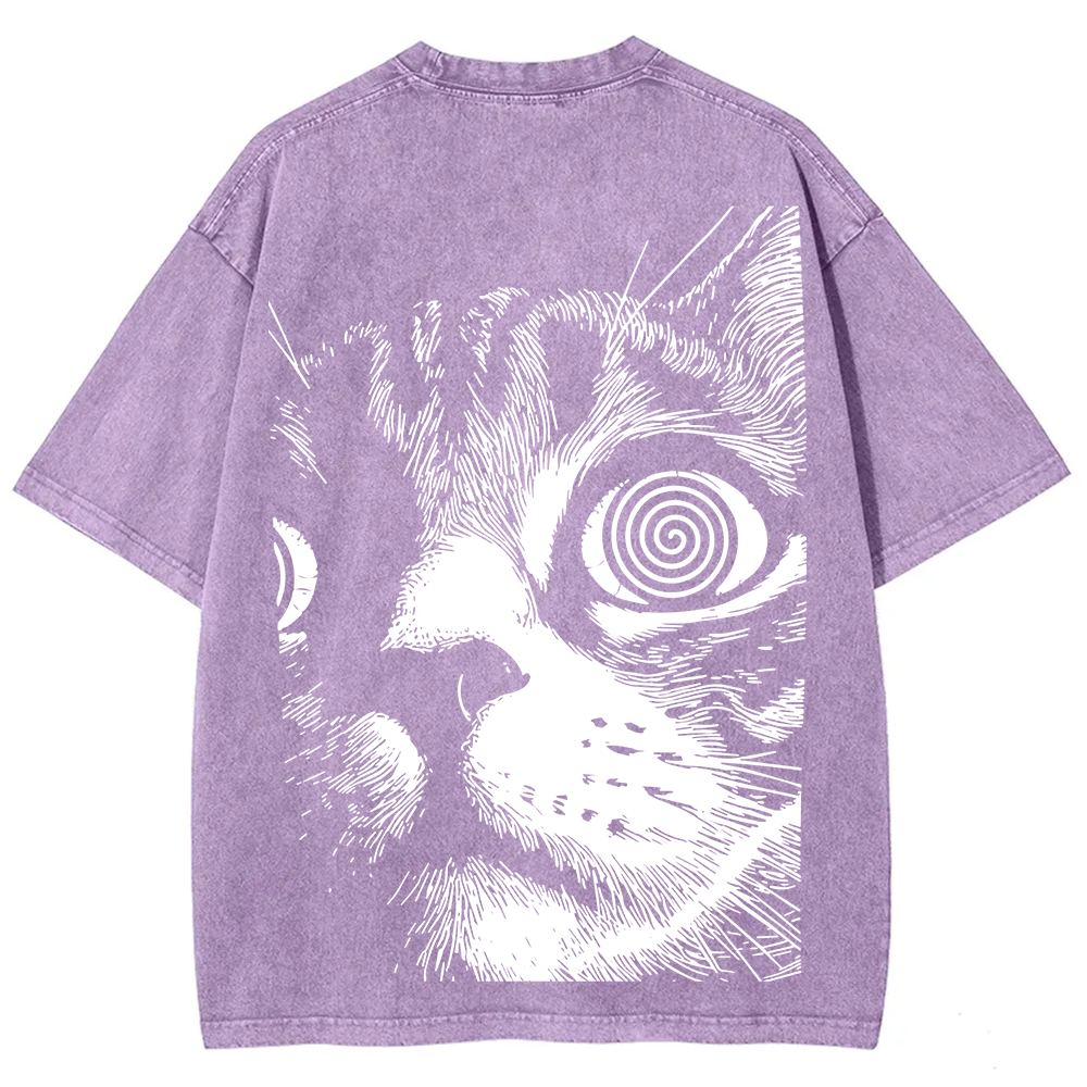 Psychedelic Cat Graphic Print t-Shirt
