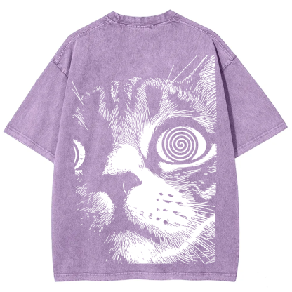 Psychedelic Cat Graphic Print t-Shirt