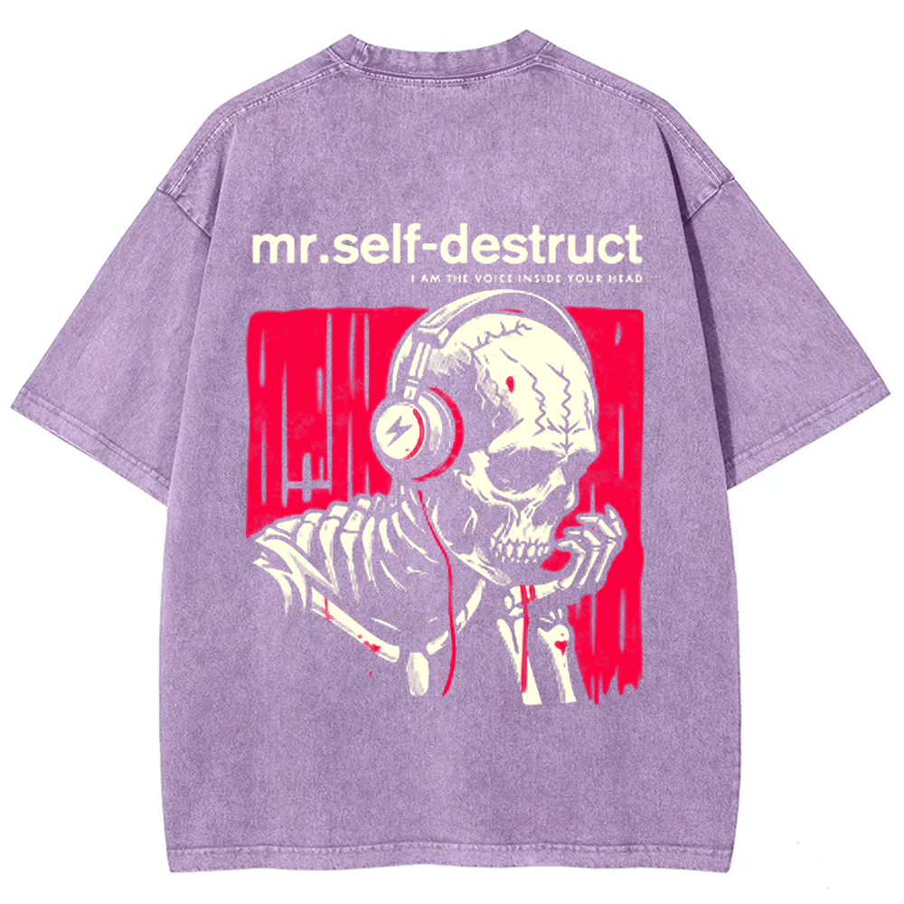 Unisex Washed Nine Inch Nails Mr Self Destruct Music t-Shirt