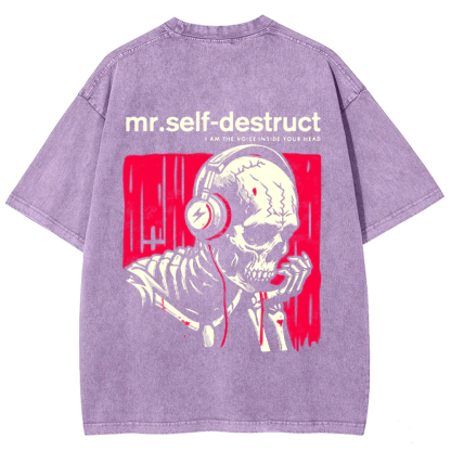 Unisex Washed Nine Inch Nails Mr Self Destruct Music t-Shirt