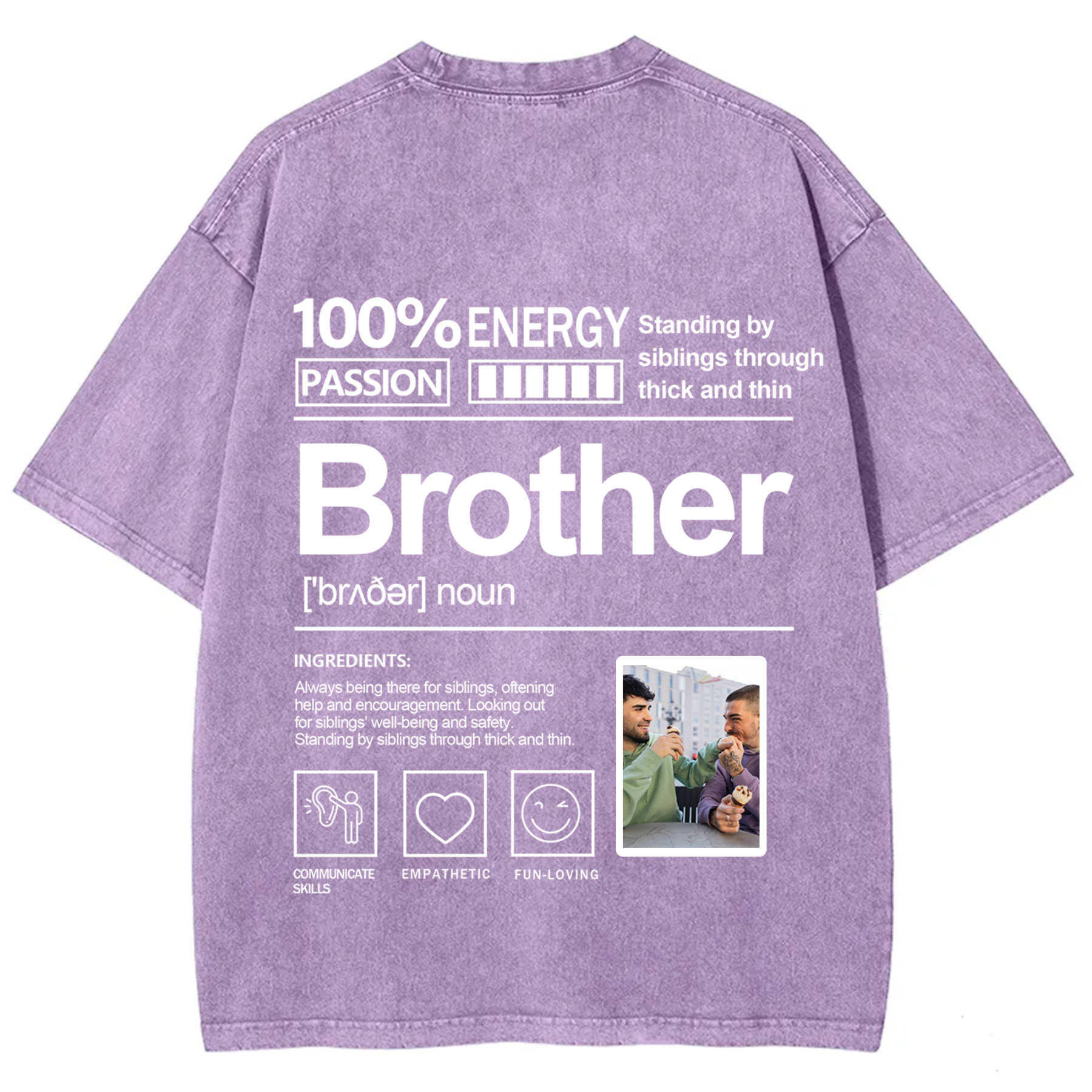 Addcustom Photo Brother Washed T-Shirt