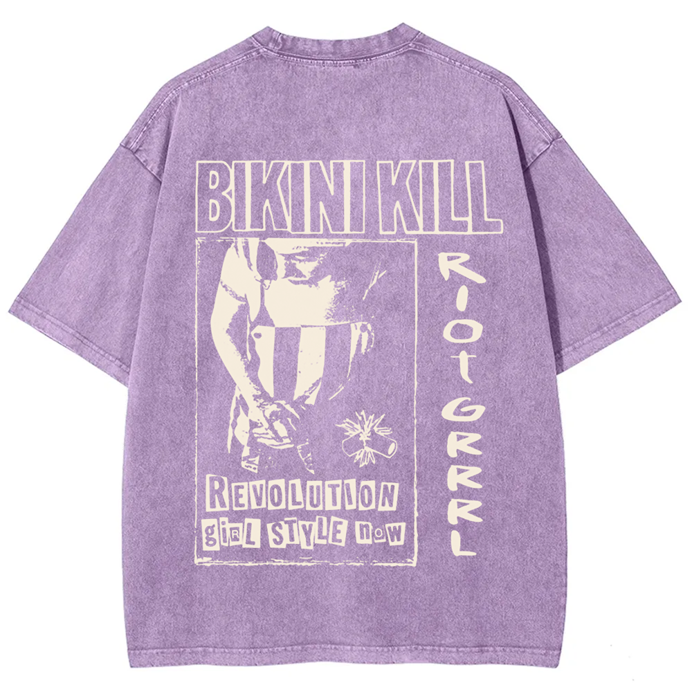 Unisex Vintage Washed Bikini Kill Rock Band t-Shirt