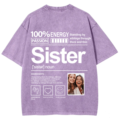 Addcustom Photo Sister Washed T-Shirt
