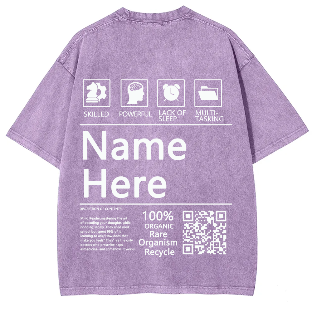QR Code Customized Unisex Fit Washed T-Shirt