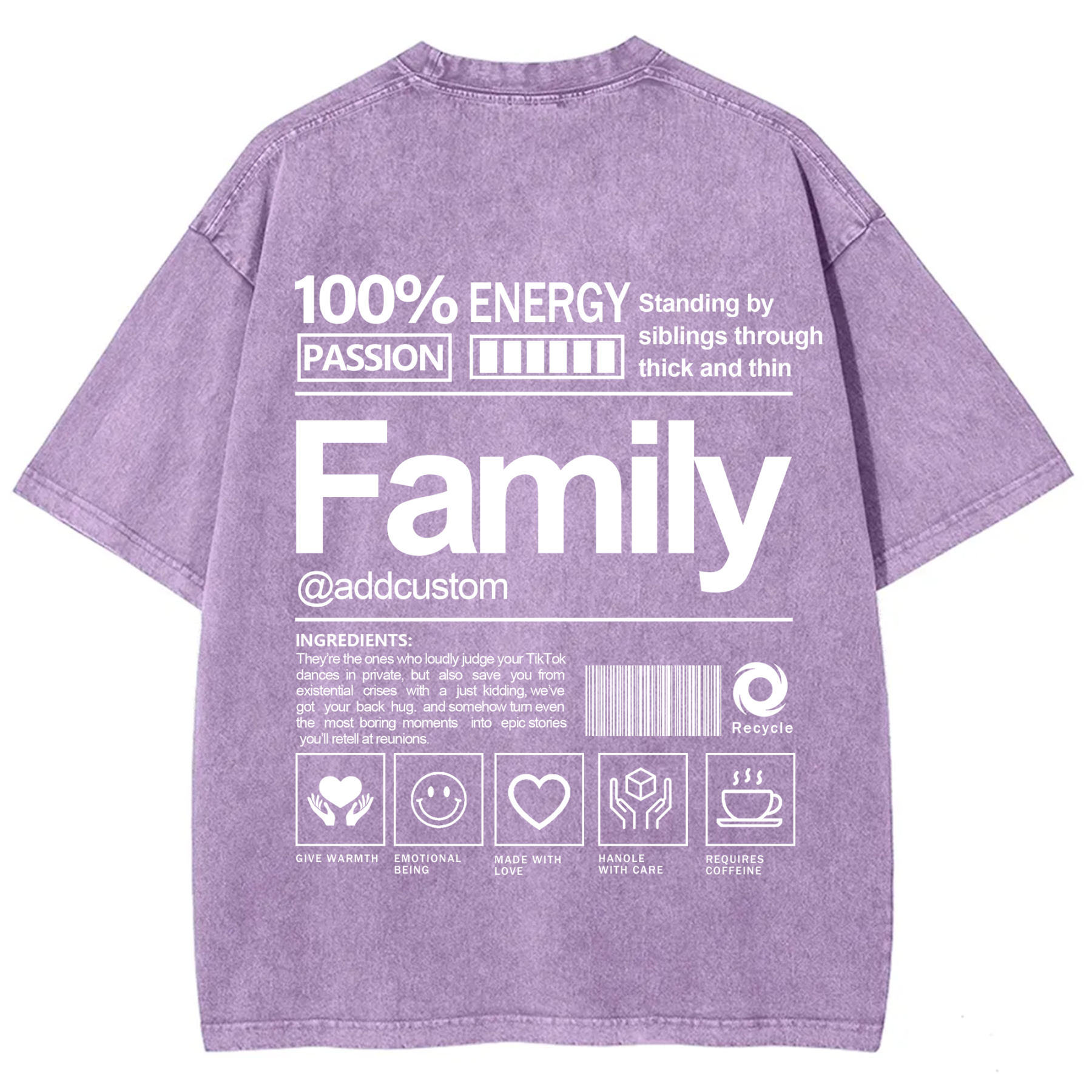 Family Addcustom Washed T-Shirt