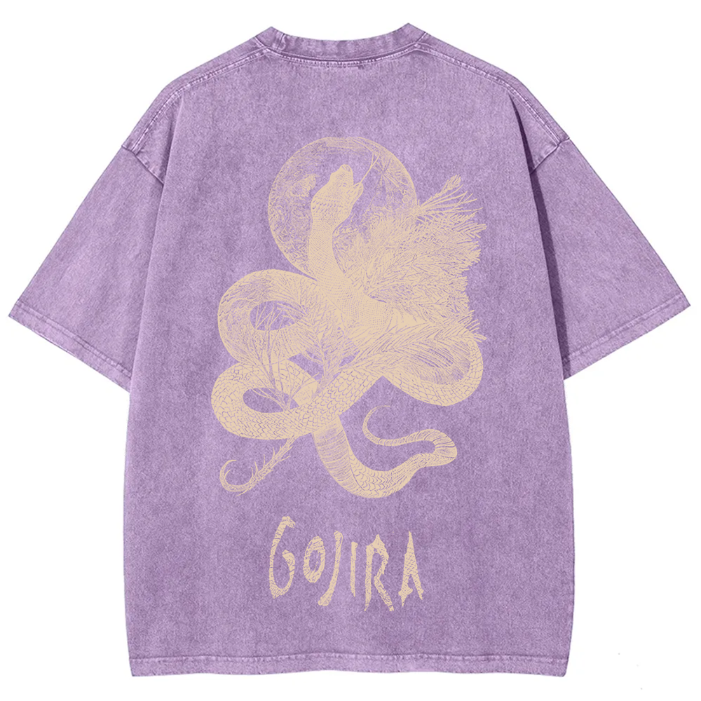 Unisex Vintage Washed Gojira Heavy Metal Band t-Shirt