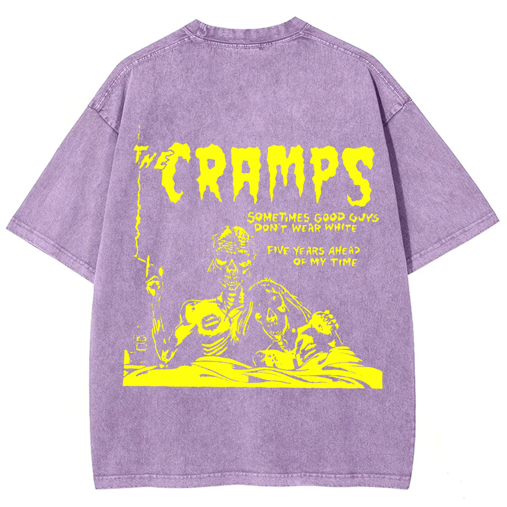 Unisex Vintage Washed The Cramps Rock Band t-Shirt