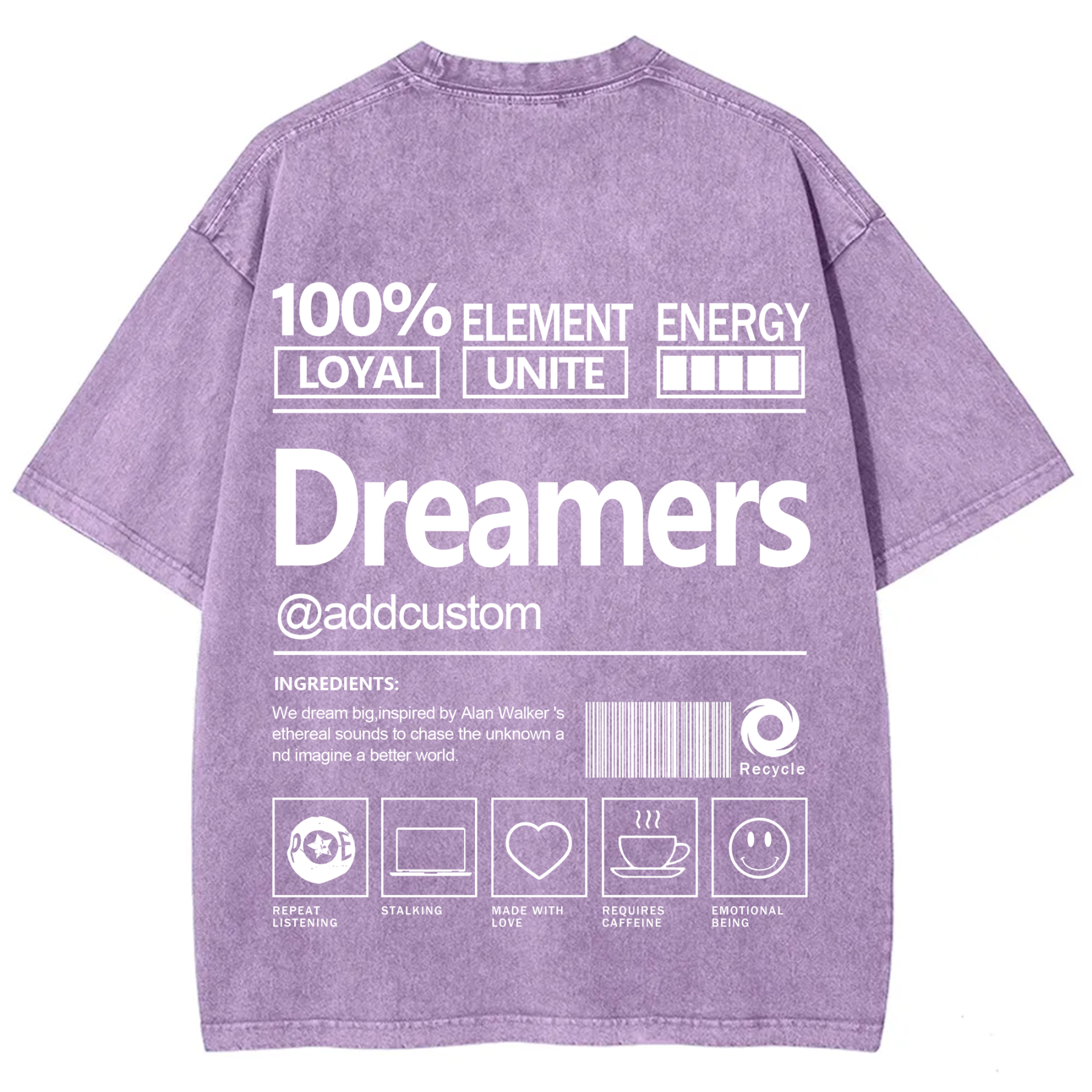 Dreamers Addcustom Unisex Fit Washed T-Shirt