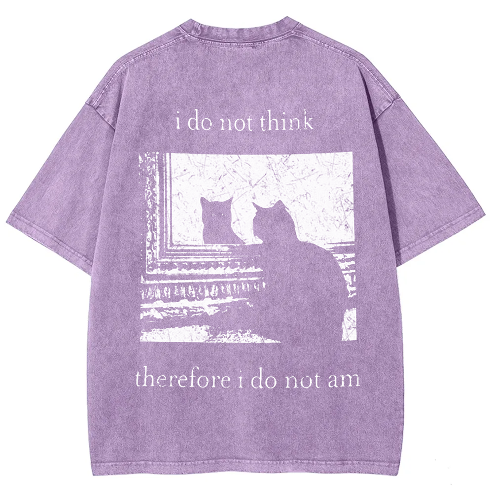 Unisex Vintage I do not think therefor I do not am Funny Cat t-Shirt