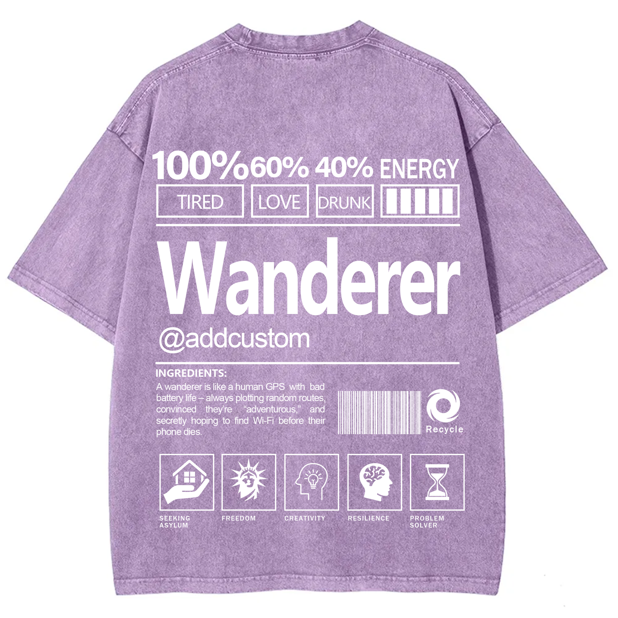 Wanderer Addcustom Unisex Fit Washed T-Shirt