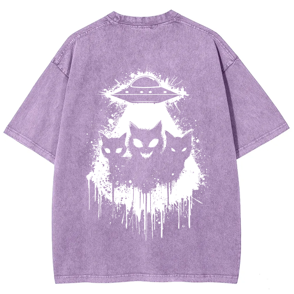 Unisex Vintage Black Cats Cat Face UFO On t-Shirt