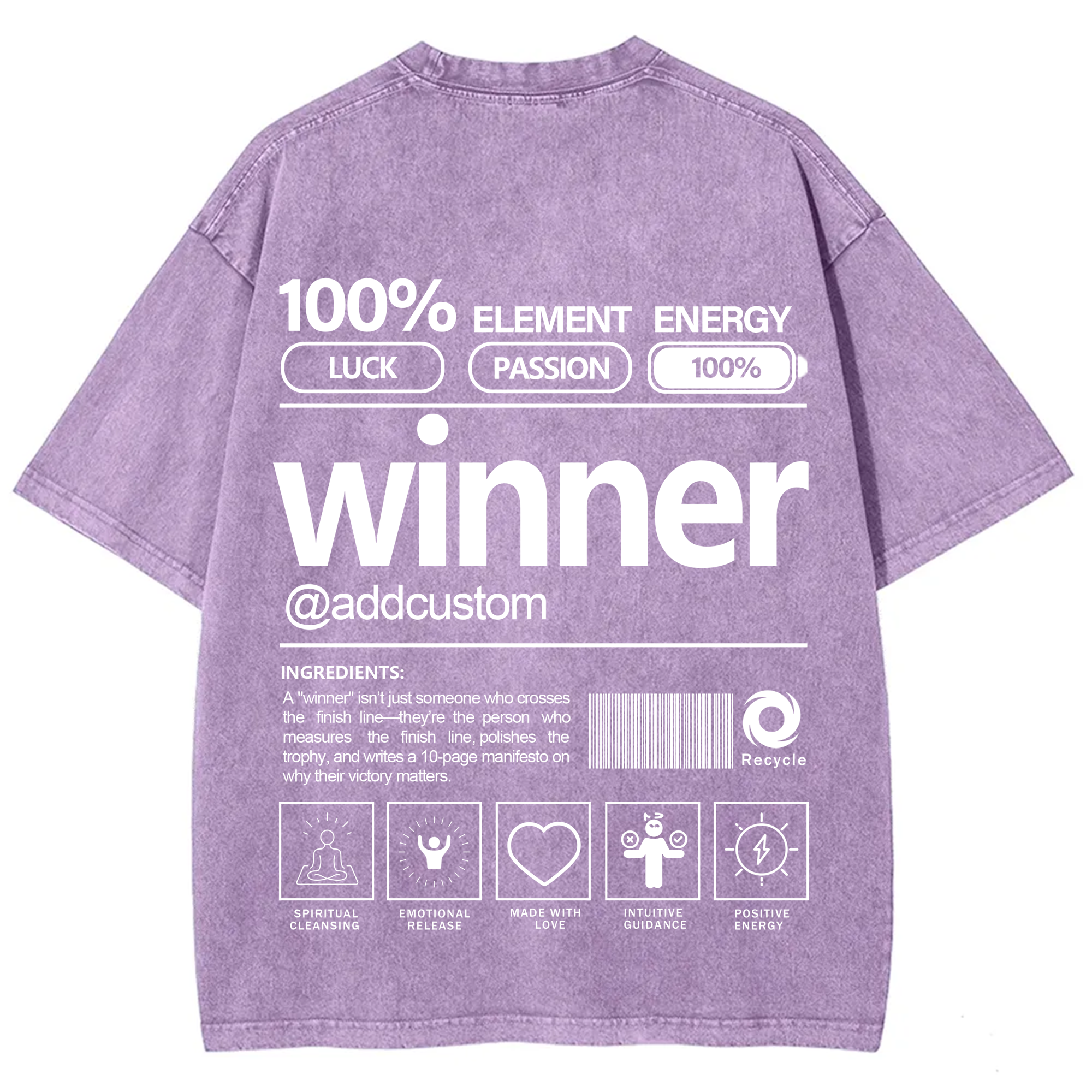 Winner Addcustom Unisex Fit Washed T-Shirt