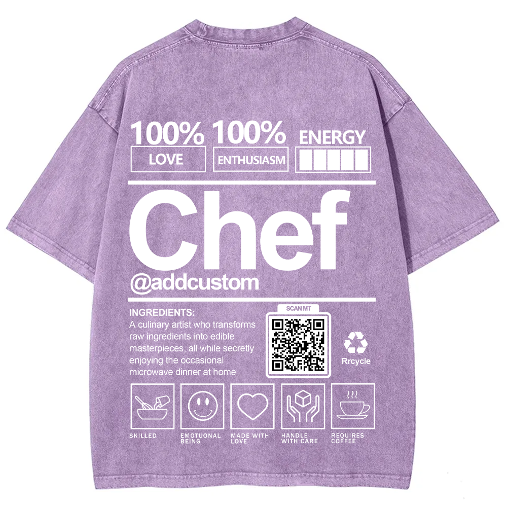 Chef Addcustom QR Code Unisex Fit Washed T-Shirt
